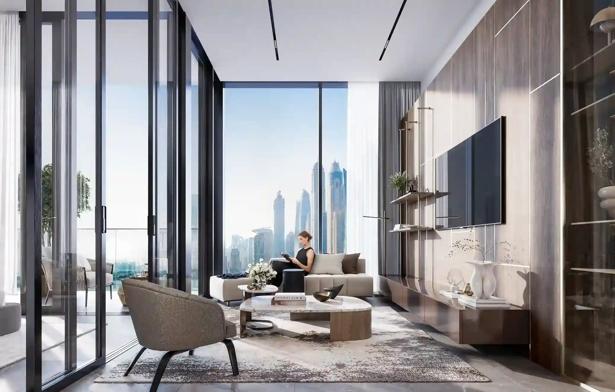 Kitchen area with people in Jumeira Gardens