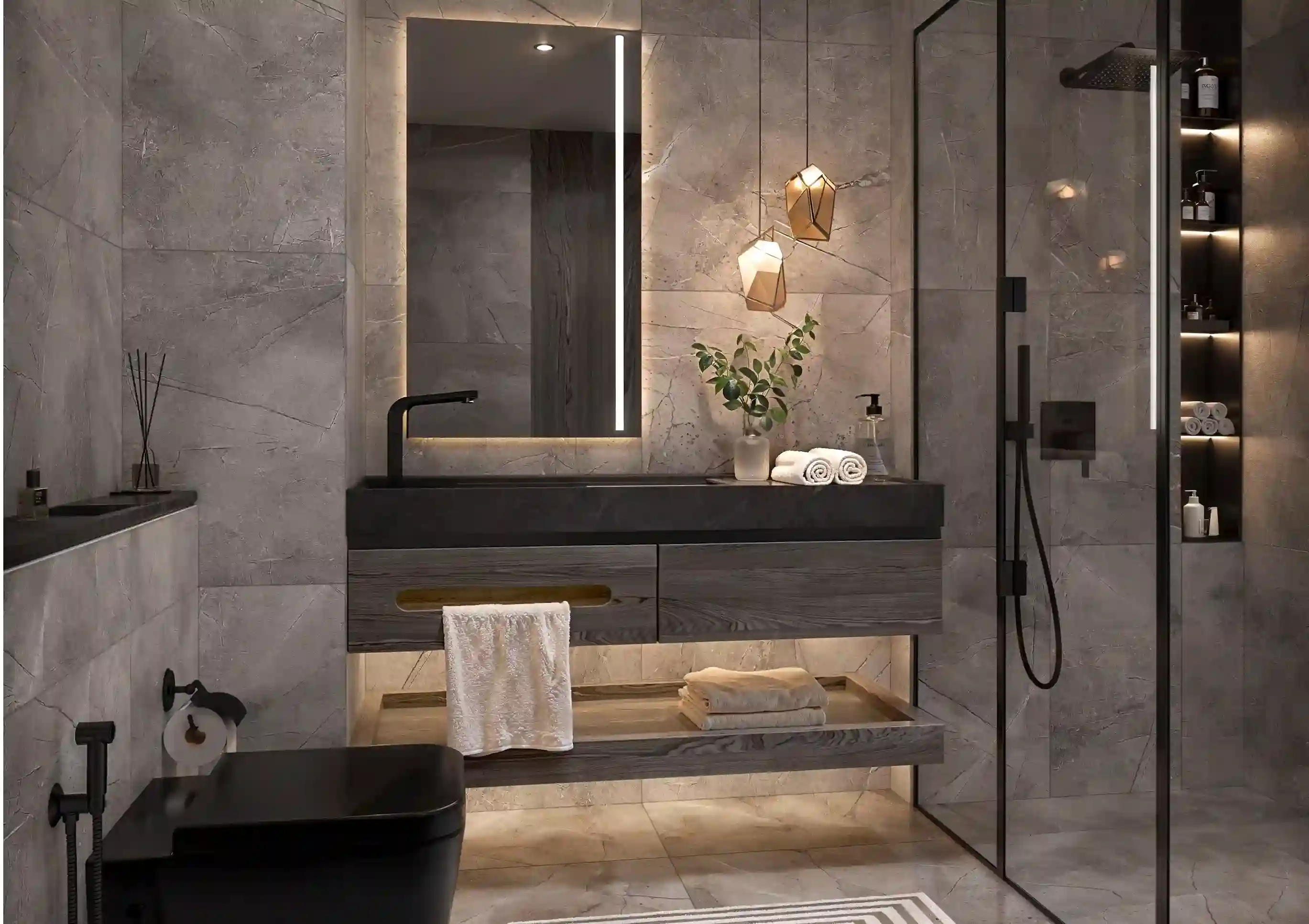 Elegant bathroom design in Jumeira Gardens